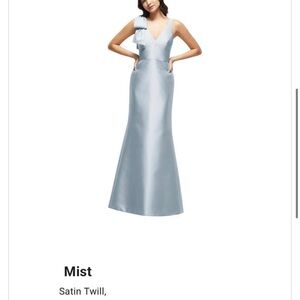 Satin V-Neck Maxi Gown in Mist Blue